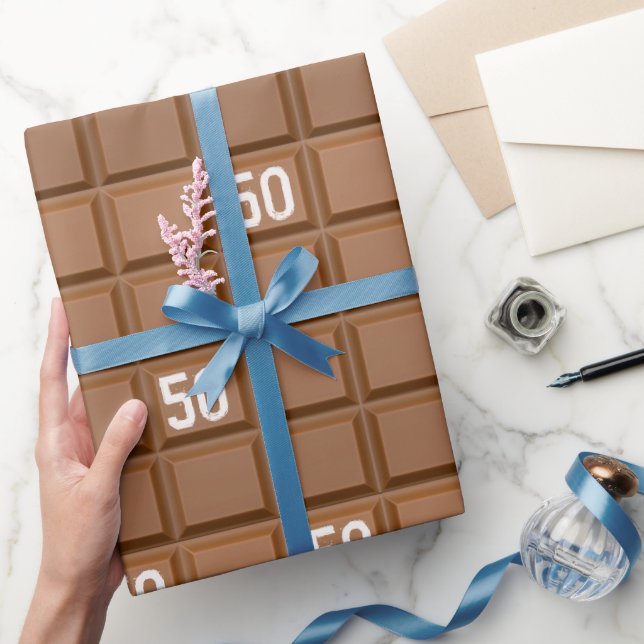 50th Birthday Chocolate Candy Bar Wrapping Paper (Gifting)