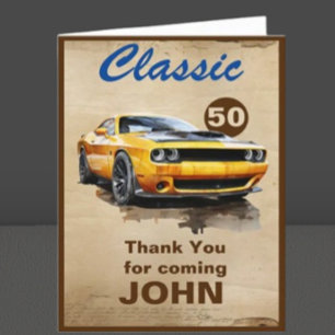 50th Birthday Classic Muscle Car Card
