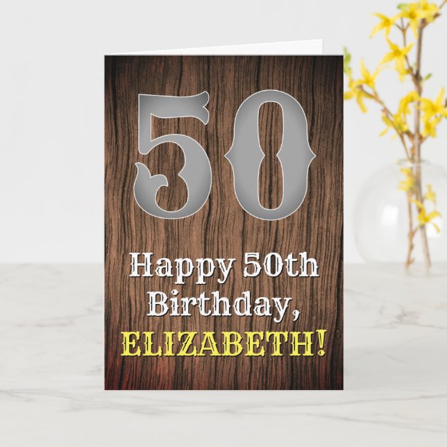 50th Birthday: Country Western Inspired Look, Name Card (Yellow Flower)