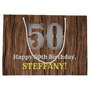 50th Birthday: Country Western Inspired Look, Name Large Gift Bag