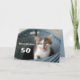 50th Birthday Crazy Kitten Card