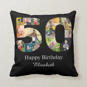 50th Birthday Create Your Own Multi Photo Custom Cushion