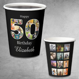 50th Birthday Create Your Own Multi Photo Paper Cups