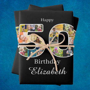 50th Birthday Create Your Own Multi Photo Wrapping Paper Sheet