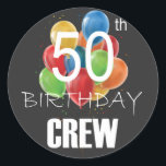 50th Birthday Crew 50 Party Crew Group Classic Round Sticker<br><div class="desc">50th Birthday Crew 50 Party Crew Group Friends BDay design Gift Classic Round Sticker Classic Collection.</div>