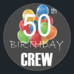 50th Birthday Crew 50 Party Crew Group Classic Round Sticker<br><div class="desc">50th Birthday Crew 50 Party Crew Group Friends BDay design Gift Classic Round Sticker Classic Collection.</div>