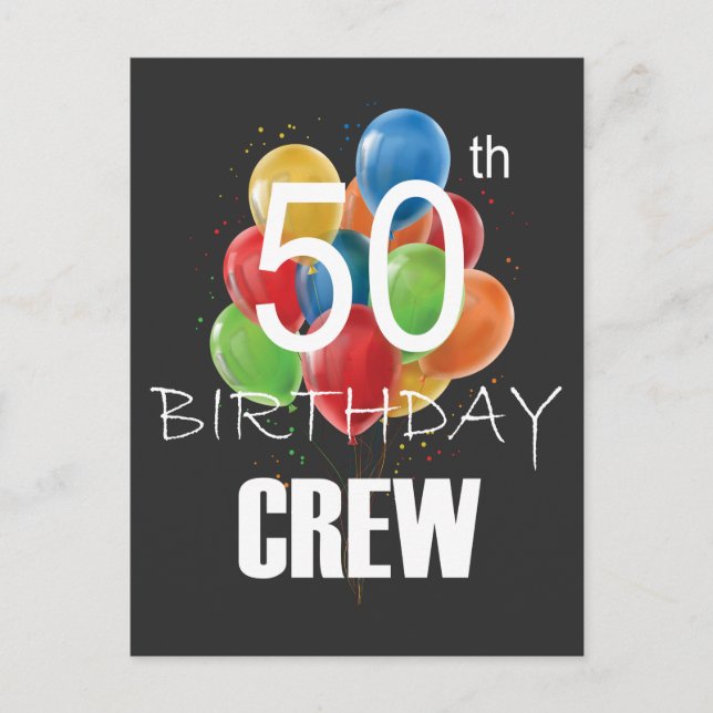 50th Birthday Crew 50 Party Crew Group Postcard (Front)