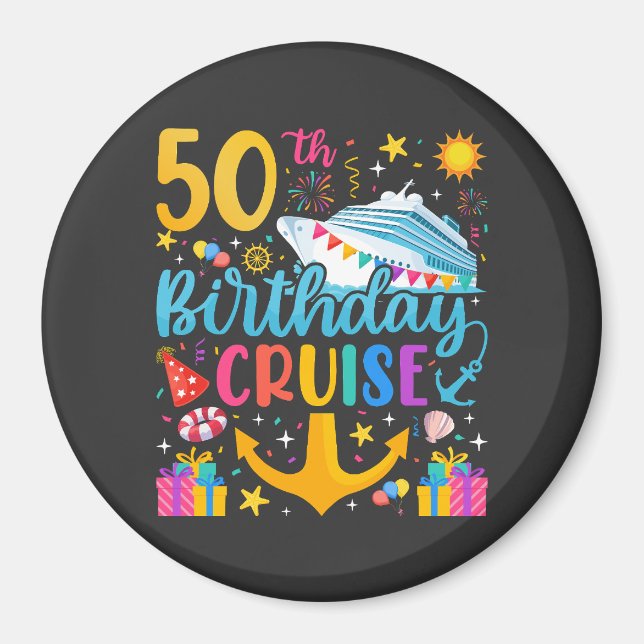 50th Birthday Cruise B-Day Party Circle Magnet (Front)