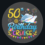 50th Birthday Cruise B-Day Party Classic Round Sticker<br><div class="desc">50th Birthday Cruise B-Day Party Funny design Gift Classic Round Sticker Classic Collection.</div>