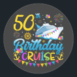50th Birthday Cruise B-Day Party Classic Round Sticker<br><div class="desc">50th Birthday Cruise B-Day Party Funny design Gift Classic Round Sticker Classic Collection.</div>