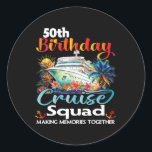 50th Birthday Cruise Squad Friends Family Vacation Classic Round Sticker<br><div class="desc">50th Birthday Cruise Squad Friends Family Vacation Matching</div>
