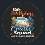 50th Birthday Cruise Squad Friends Family Vacation Classic Round Sticker<br><div class="desc">50th Birthday Cruise Squad Friends Family Vacation Matching</div>