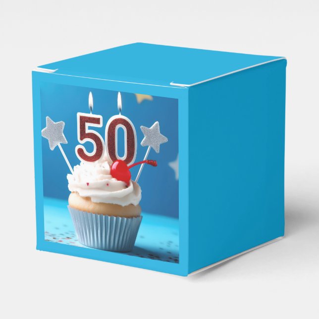 50th Birthday Cupcake Favour Box (Front Side)
