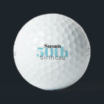 50th Birthday Custom Turquoise Titleist Pro V1 Golf Balls<br><div class="desc">"50"  or any age.  Personalised.  Turquoise and black text.</div>