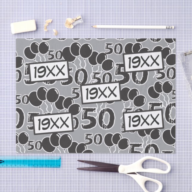 50th Birthday Customise Birth Year Template Tissue Paper (Craft)
