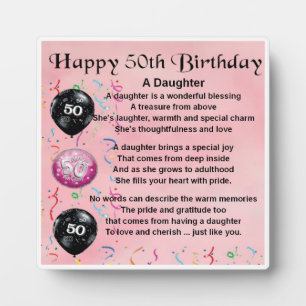 50th  Birthday Daughter Poem Plaque