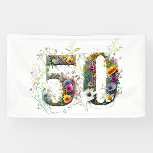 50th Birthday Decorative Wildflower Text Banner