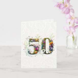 50th Birthday Decorative Wildflower Text Card