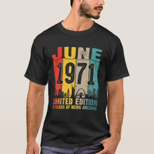 50Th Birthday Distressed June 1971 Men Women 50 Ye T-Shirt