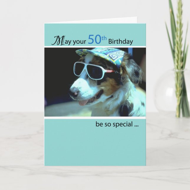50th Birthday Dog in Funny Sunglasses Card (Front)