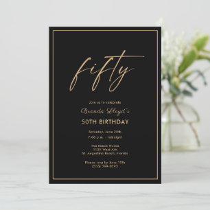 50th Birthday Elegant Gold Black Party Invitation