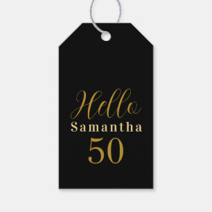 50th Birthday Elegant Personalised Black Gold Gift Tags