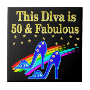 50TH BIRTHDAY FABULOUS DIVA DESIGN CERAMIC TILE
