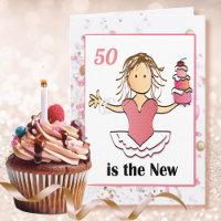 50th Birthday Fabulous Funny Woman Cartoon