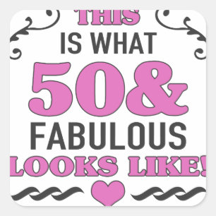 50th Birthday Fabulous Square Sticker
