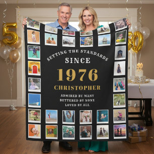 50th Birthday Family Memories Photo Collage  Fleece Blanket