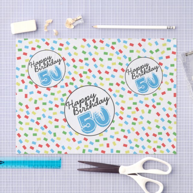 50th Birthday Festive Colourful Tissue Paper (Craft)