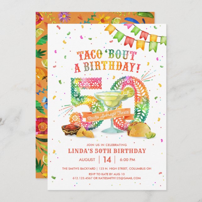 50th Birthday Fiesta Invitation (Front/Back)