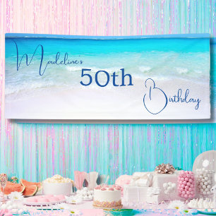 50th Birthday Fifty and Fabulous Beach  Banner