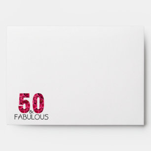 50th Birthday Fifty and Fabulous Pink Floral Envelope