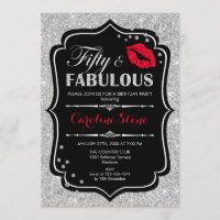 50th Birthday - Fifty Fabulous Black Red Silver