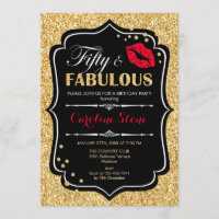 50th Birthday - Fifty Fabulous Gold Black Red