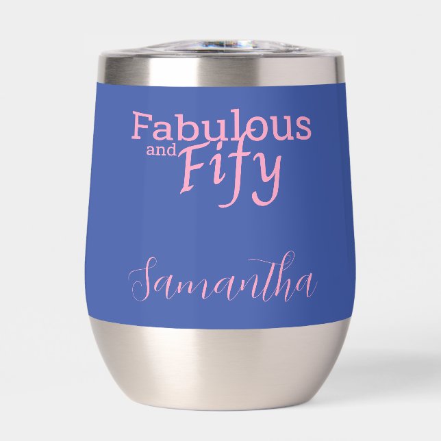 50th Birthday Fifty Fabulous Pink Blue (Front)