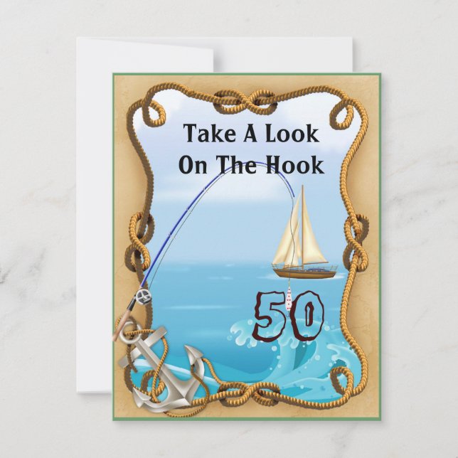 50th Birthday Fishing Invitations for MEN (Front)