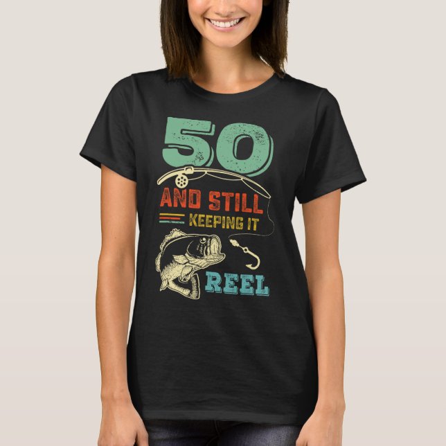 50th Birthday Fishing Turning 50 Fisherman Mens Pu T-Shirt (Front)
