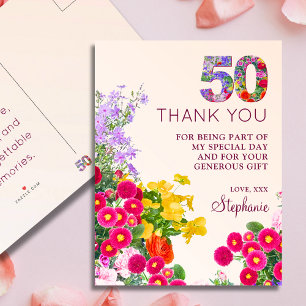 50th birthday floral modern 50 years party announcement postcard