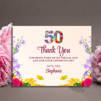 50th birthday floral thanks modern 50 years party