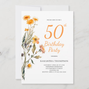 50th Birthday Floral Wildflower Invitation