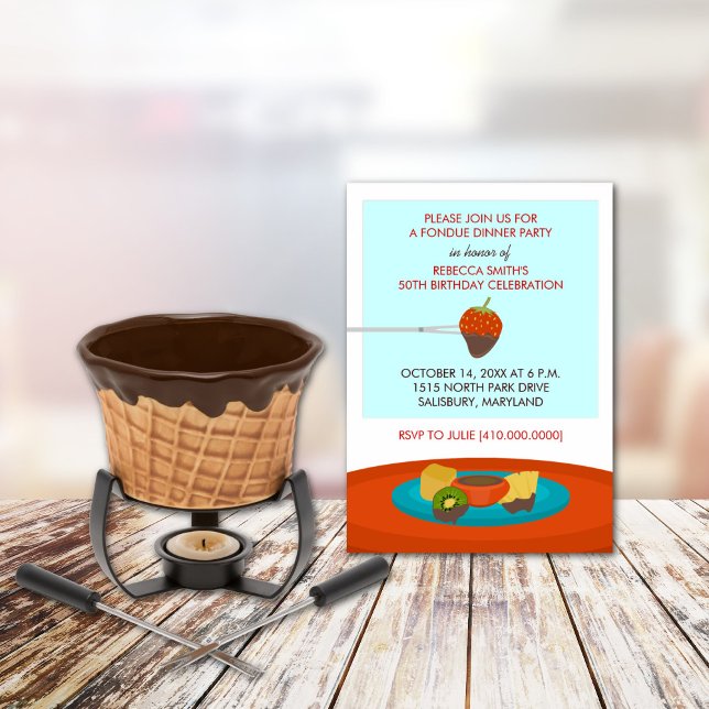 50th Birthday Fondue Dinner Party Invitation (Creator Uploaded)