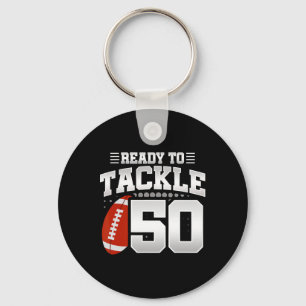 50th Birthday - Football Birthday Party - 50th Bir Key Ring