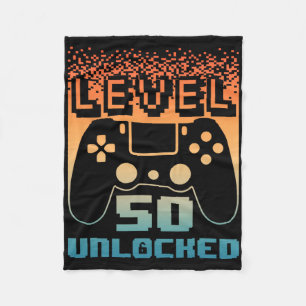 50th Birthday For Men Level 50 Unlocked Gamer 50 Y Fleece Blanket
