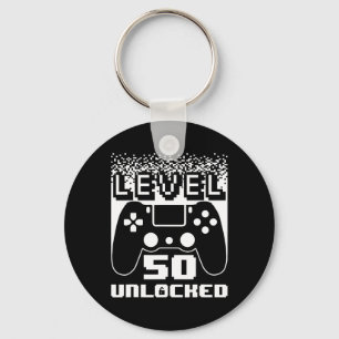 50th Birthday For Men Level 50 Unlocked Gamer 50 Y Key Ring