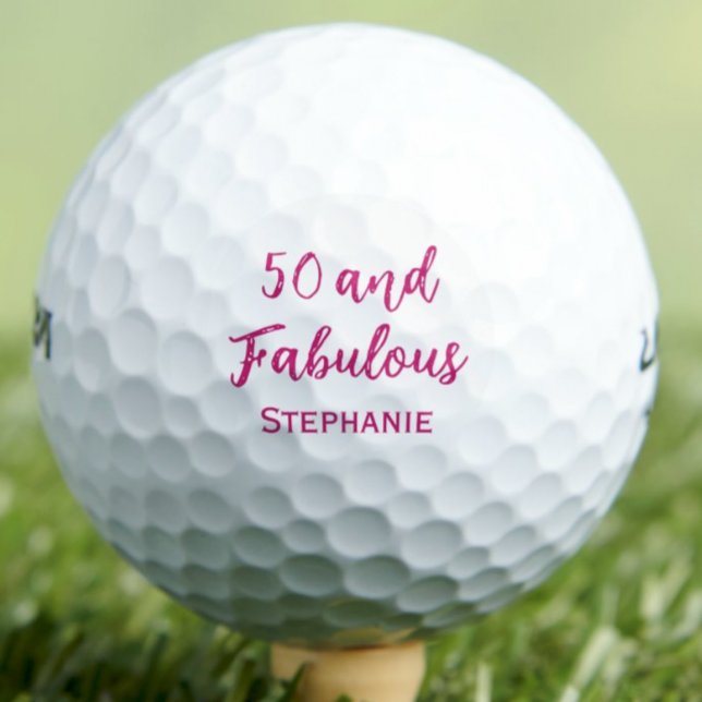 50th Birthday Friend Gift – Pink 50 and Fabulous Golf Balls (Creator Uploaded)
