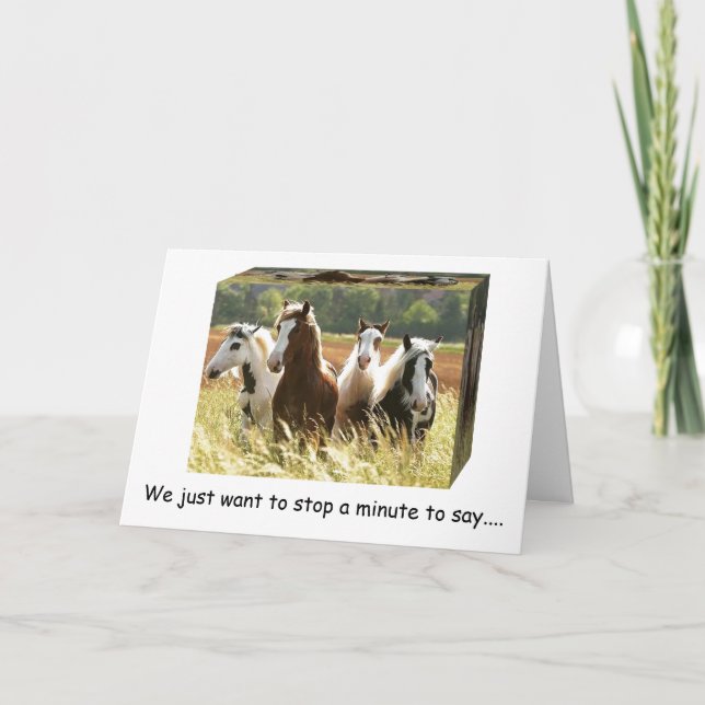 **50th BIRTHDAY** FUN TIME HORSES HAVE A HAY WISH Card (Front)