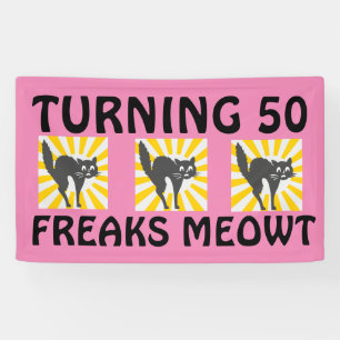 50TH BIRTHDAY FUNNY CAT BANNER