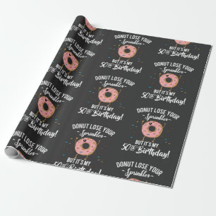 50th Birthday Funny Doughnut Fifty Years Old Party Wrapping Paper